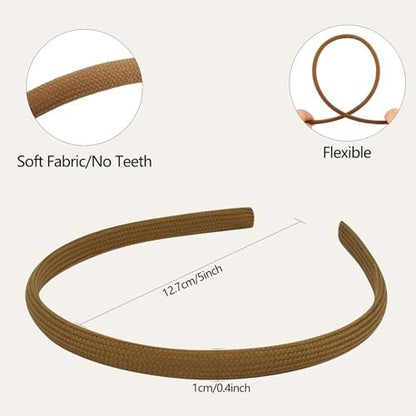 Vovii 4-Pack Thin Headbands for Women - Non-Slip Fabric Skinny Hairbands, No Headache Pressure