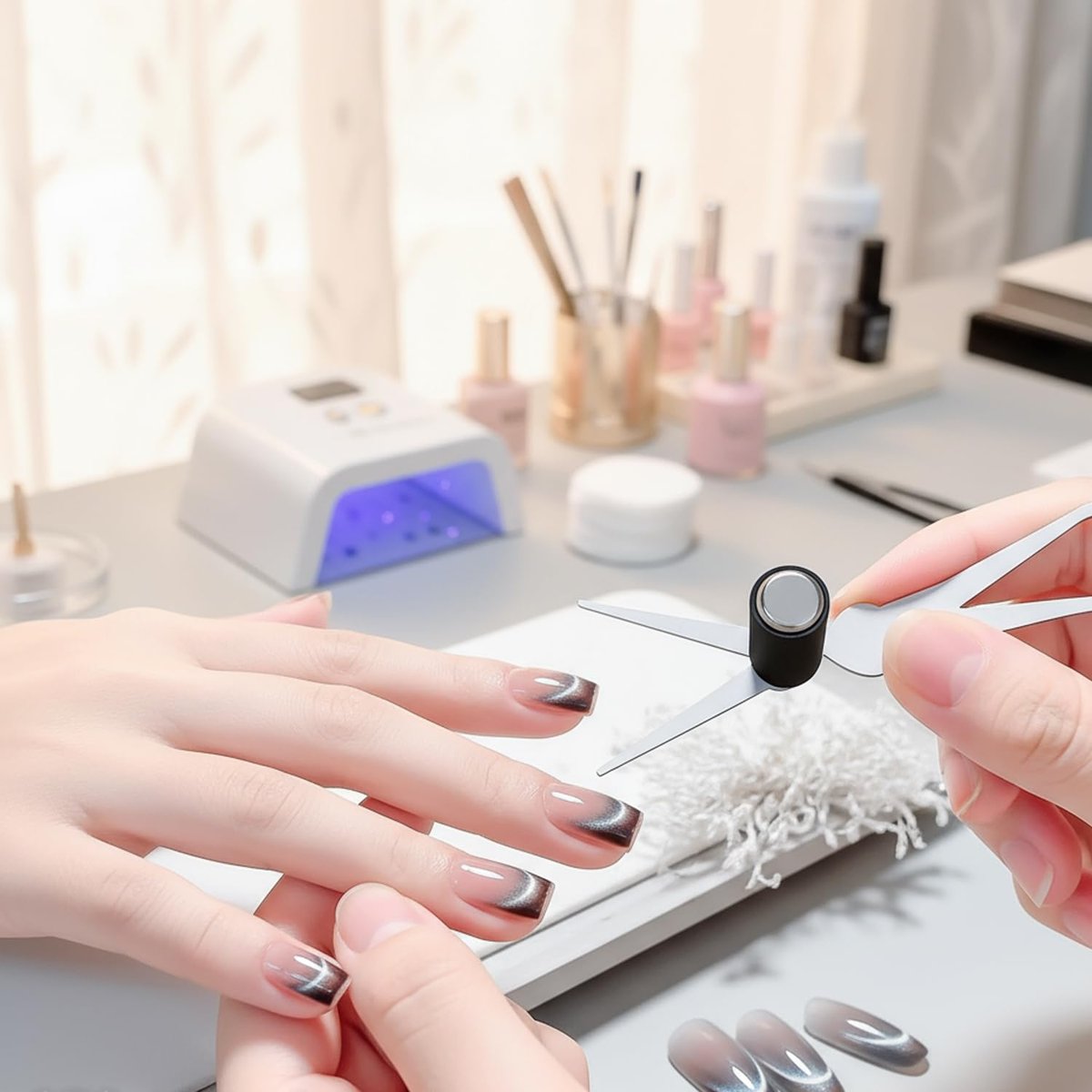 CHEMAILON Cat Eye Nail Magnet for Nails Set – Double-Head French Nail Magnet Tool, Strong Cat Eye Gel Nail Polish Magnet, 2 in 1 Cat Eye Nail Magnet for French Effect, Perfect for DIY or Nail Salon - görsel 13