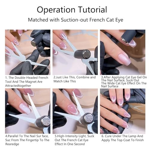 CHEMAILON Cat Eye Nail Magnet for Nails Set – Double-Head French Nail Magnet Tool, Strong Cat Eye Gel Nail Polish Magnet, 2 in 1 Cat Eye Nail Magnet for French Effect, Perfect for DIY or Nail Salon - görsel 12