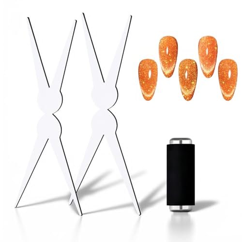 CHEMAILON Cat Eye Nail Magnet for Nails Set – Double-Head French Nail Magnet Tool, Strong Cat Eye Gel Nail Polish Magnet, 2 in 1 Cat Eye Nail Magnet for French Effect, Perfect for DIY or Nail Salon - görsel 2