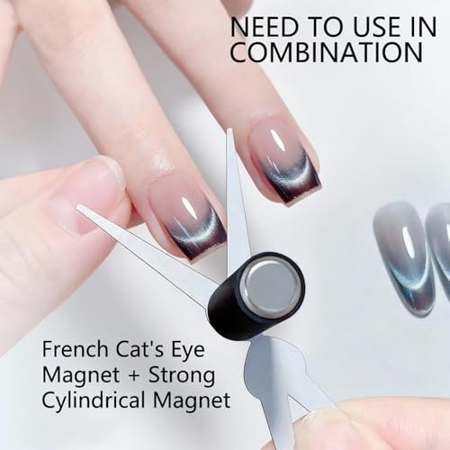 CHEMAILON Cat Eye Nail Magnet for Nails Set – Double-Head French Nail Magnet Tool, Strong Cat Eye Gel Nail Polish Magnet, 2 in 1 Cat Eye Nail Magnet for French Effect, Perfect for DIY or Nail Salon - görsel 6