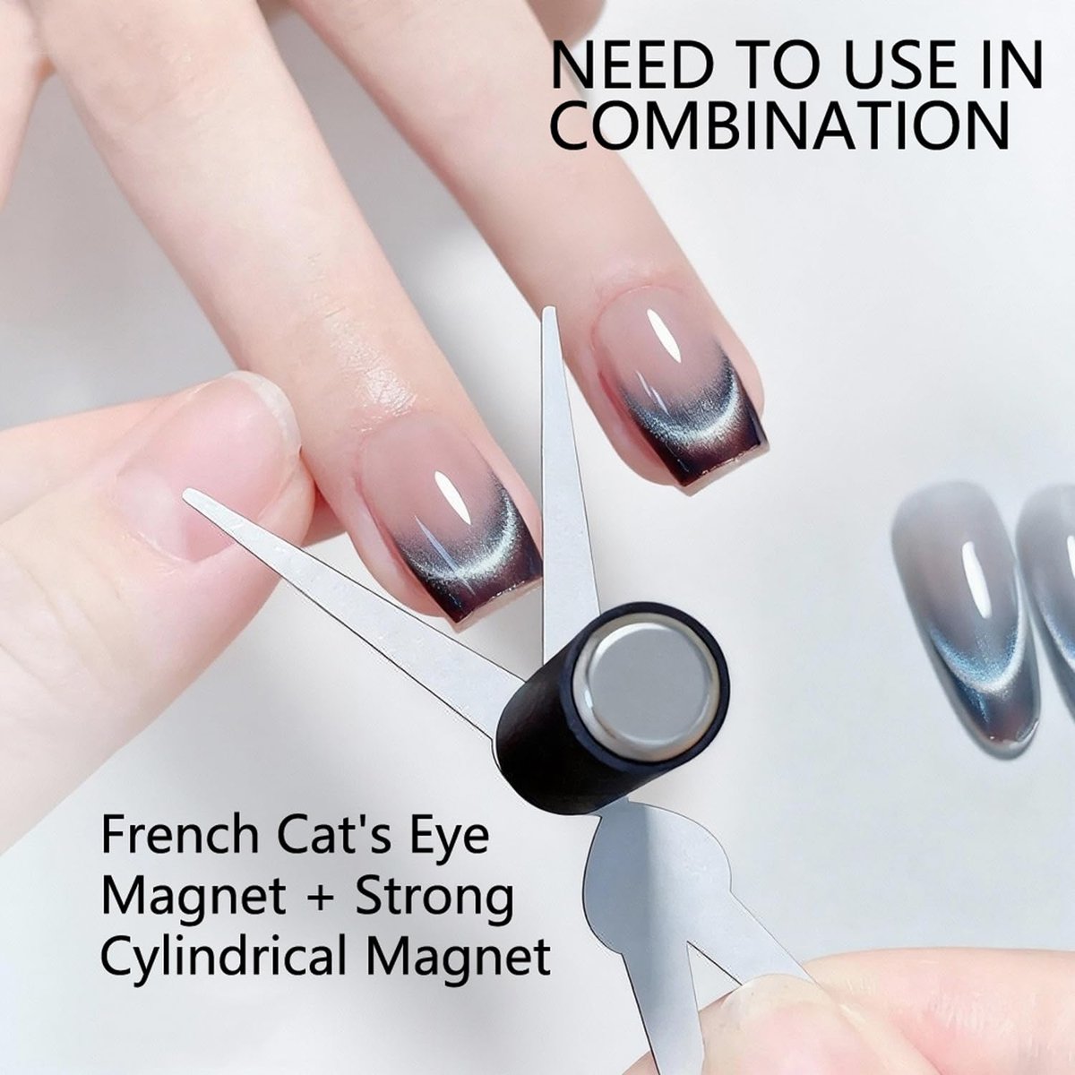 CHEMAILON Cat Eye Nail Magnet for Nails Set – Double-Head French Nail Magnet Tool, Strong Cat Eye Gel Nail Polish Magnet, 2 in 1 Cat Eye Nail Magnet for French Effect, Perfect for DIY or Nail Salon - görsel 5