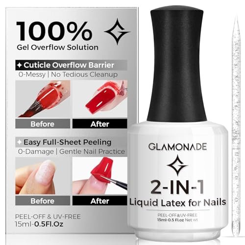 Glamonade Polish Liquid Latex for Nails – 100% Solves Gel Overflow, Peel-Off Barrier for Easy Cleanup, Perfect for Beginners (15ml) - görsel 2