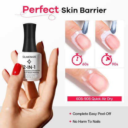 Glamonade Polish Liquid Latex for Nails – 100% Solves Gel Overflow, Peel-Off Barrier for Easy Cleanup, Perfect for Beginners (15ml)