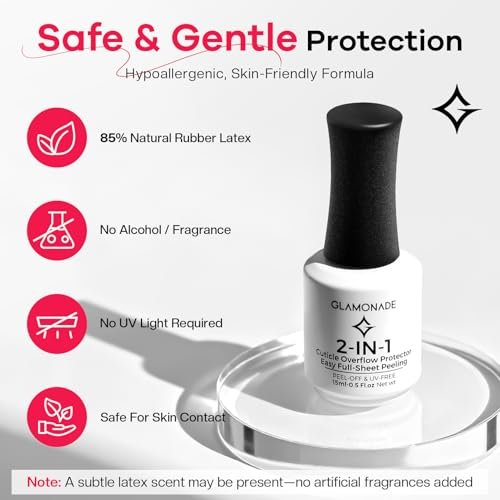 Glamonade Polish Liquid Latex for Nails – 100% Solves Gel Overflow, Peel-Off Barrier for Easy Cleanup, Perfect for Beginners (15ml) - görsel 10