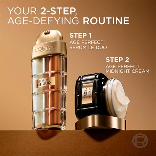 L'Oreal Paris Age Perfect Serum Le Duo Brightening Firming Anti-Aging Serum with Collagen Peptide Niacinamide Vitamin C B3 1 fl oz Avelisse