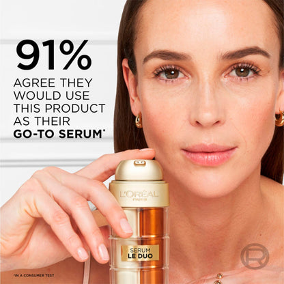 L'Oreal Paris Age Perfect Serum Le Duo Brightening Firming Anti-Aging Serum with Collagen Peptide Niacinamide Vitamin C B3 1 fl oz Avelisse