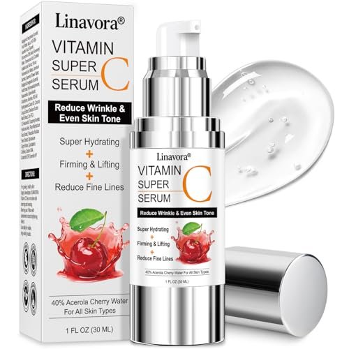 Super Vitamin C Serum for Face | Natural Anti-Aging Formula with Vitamin C, Hyaluronic Acid, Vitamin E & Caffeine – Firming Serum for Hydration, Wrinkle Reduction & Dark Spot Brightening – 1 Fl Oz Avelisse