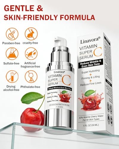 Super Vitamin C Serum for Face | Natural Anti-Aging Formula with Vitamin C, Hyaluronic Acid, Vitamin E & Caffeine – Firming Serum for Hydration, Wrinkle Reduction & Dark Spot Brightening – 1 Fl Oz Avelisse