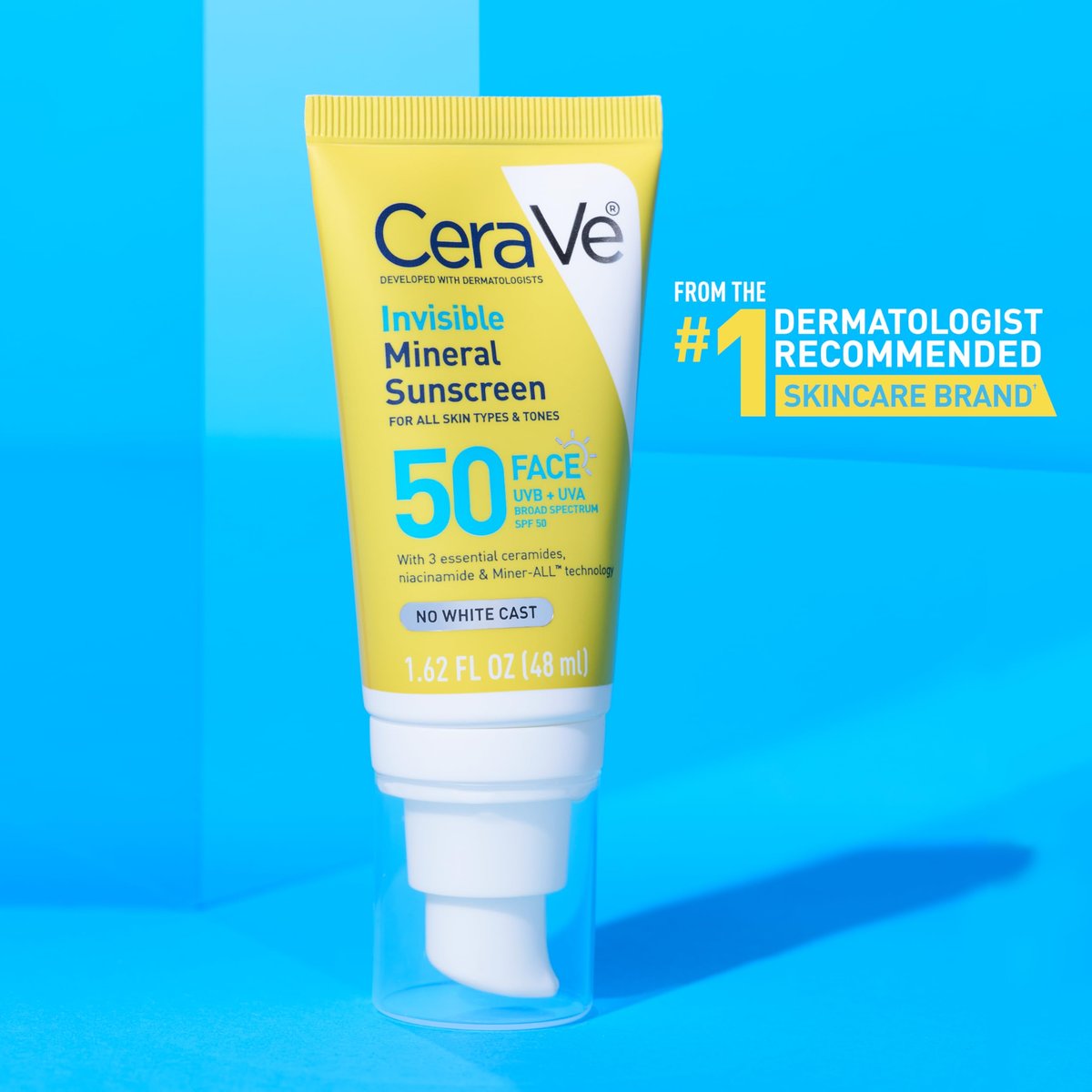 CeraVe Invisible Mineral Sunscreen SPF 50, Face Sunscreen for Sensitive Skin with Zinc Oxide & Titanium Dioxide, Vitamin E + Niacinamide + Ceramides, Oil Free, Travel Size 1.62 oz Avelisse