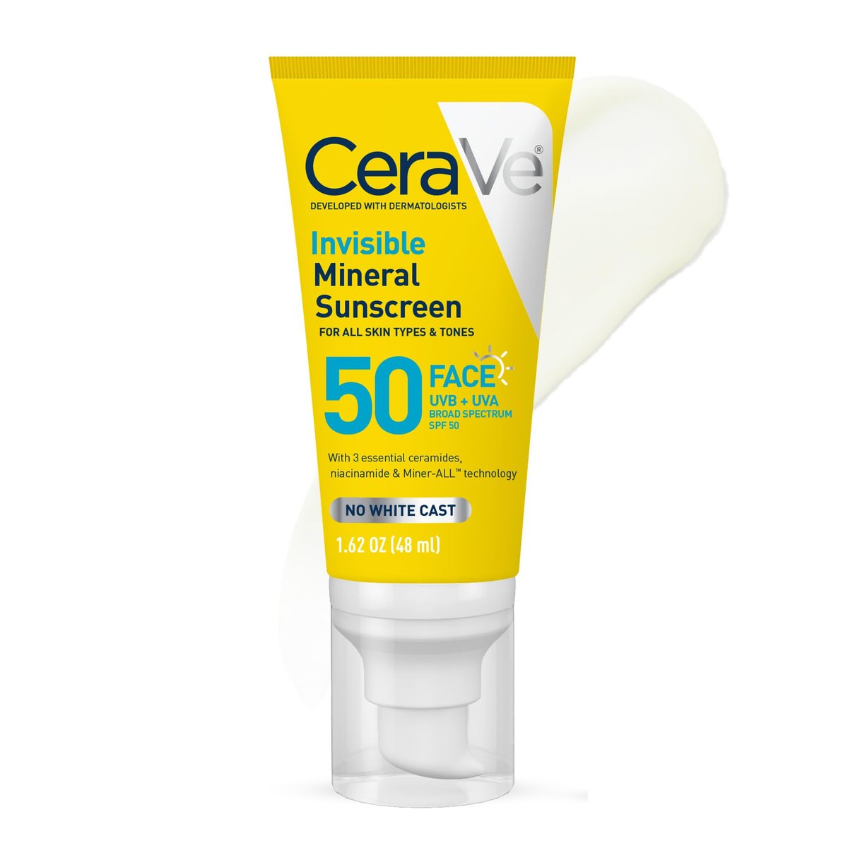 CeraVe Invisible Mineral Sunscreen SPF 50, Face Sunscreen for Sensitive Skin with Zinc Oxide & Titanium Dioxide, Vitamin E + Niacinamide + Ceramides, Oil Free, Travel Size 1.62 oz Avelisse
