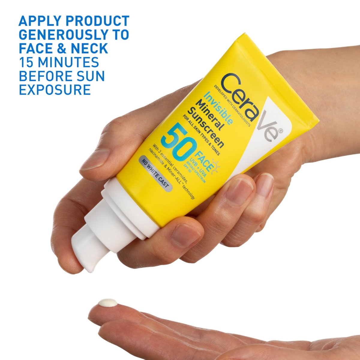 CeraVe Invisible Mineral Sunscreen SPF 50, Face Sunscreen for Sensitive Skin with Zinc Oxide & Titanium Dioxide, Vitamin E + Niacinamide + Ceramides, Oil Free, Travel Size 1.62 oz Avelisse