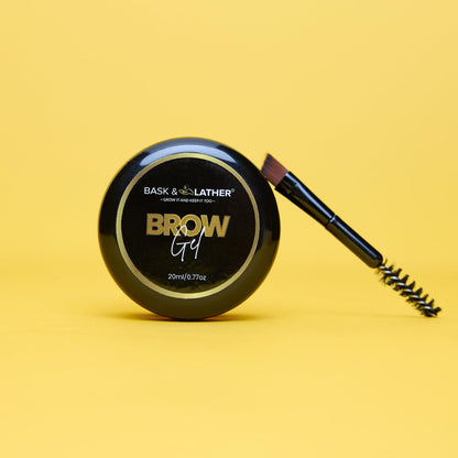 BASK & LATHER Stronghold 24-Hour Brow Gel – Clear Eyebrow Gel with Castor Oil, Argan Oil & Basil Leaf – Flake-Free, Waterproof, Smudge-Proof Eyebrow Setting for Thicker, Fuller Brows, 20mL Avelisse