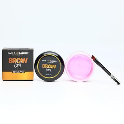 BASK & LATHER Stronghold 24-Hour Brow Gel – Clear Eyebrow Gel with Castor Oil, Argan Oil & Basil Leaf – Flake-Free, Waterproof, Smudge-Proof Eyebrow Setting for Thicker, Fuller Brows, 20mL Avelisse