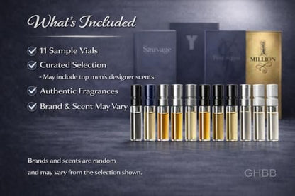 GHBB Cologne 11 Designer Sample Vial For Men Sampler Discovery Set Avelisse