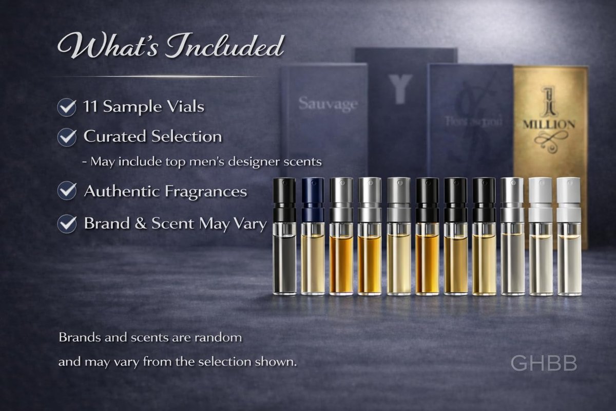 GHBB Cologne 11 Designer Sample Vial For Men Sampler Discovery Set Avelisse