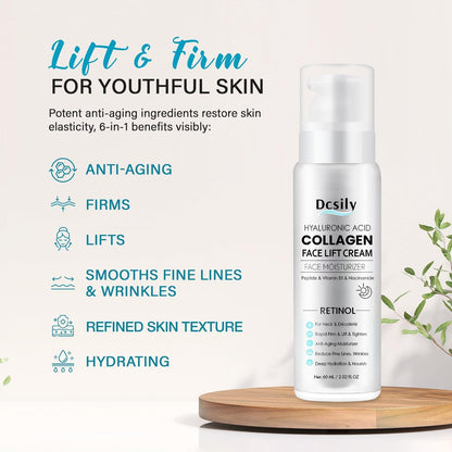 Tighten and Lift Neck Cream: Instant Face Lift Cream - 6-in-1 Anti-Aging Face Moisturizer for Anti-Wrinkle Firm - Collagen Retinol Peptides & Hyaluronic Acid Neck Firming Cream for Skin Care Avelisse