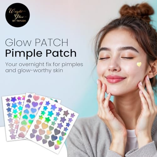 Wright Glow By Taylor Overnight Pimple Fix Patches – Star & Heart-Shaped Hydrocolloid Stickers for Clear Skin, 116 Count - görsel 12