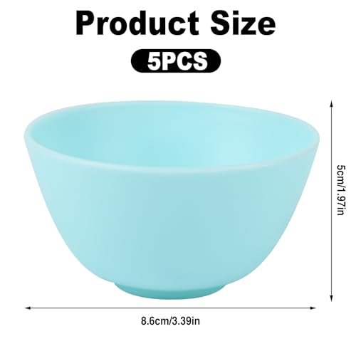 Wahijihe 5-Piece Silicone Facial Mask Mixing Bowls Set – Multicolored Reusable Bowls for DIY Face Mask, Hair Dye & Skincare - görsel 4