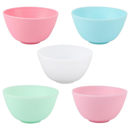 Wahijihe 5-Piece Silicone Facial Mask Mixing Bowls Set – Multicolored Reusable Bowls for DIY Face Mask, Hair Dye & Skincare