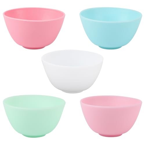 Wahijihe 5-Piece Silicone Facial Mask Mixing Bowls Set – Multicolored Reusable Bowls for DIY Face Mask, Hair Dye & Skincare - görsel 2