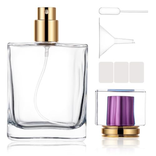 ZHENGYAOYANG 1 Pack Empty Perfume Bottle, 50ml Glass Perfume Atomizer Spray Bottle with Purple Cap, Refillable and Portable - görsel 2
