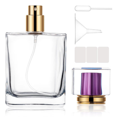 ZHENGYAOYANG 1 Pack Empty Perfume Bottle, 50ml Glass Perfume Atomizer Spray Bottle with Purple Cap, Refillable and Portable