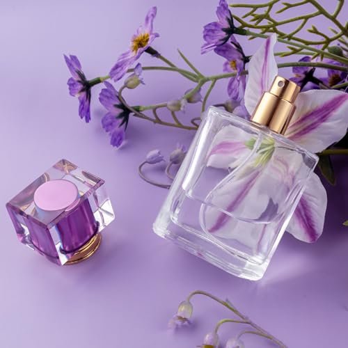 ZHENGYAOYANG 1 Pack Empty Perfume Bottle, 50ml Glass Perfume Atomizer Spray Bottle with Purple Cap, Refillable and Portable - görsel 16