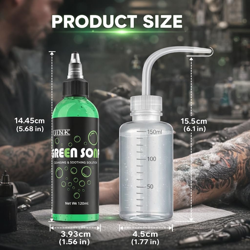 WMHSO Green Soap 120ml Concentrated Unscented Professional Tattoo Aftercare Cleanser with Dispenser Bottle - görsel 5