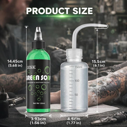 WMHSO Green Soap 120ml Concentrated Unscented Professional Tattoo Aftercare Cleanser with Dispenser Bottle