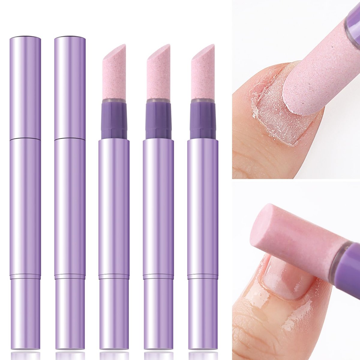 Furtherpretty 5PCS Cuticle Oil Pusher Pen Set: 2-in-1 Ceramic Cuticle Pushers with Oil for Nail Repair, Hangnail & Dry Cuticle Removal, Professional Salon Tools - görsel 1