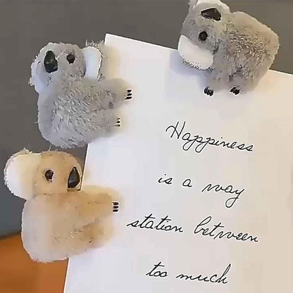3 Pcs Plush Gray and Khaki Koala Hair Claw Clip Set - Cute Cartoon Koala Stuffed Animal Clips for Women