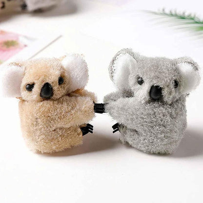 3 Pcs Plush Gray and Khaki Koala Hair Claw Clip Set - Cute Cartoon Koala Stuffed Animal Clips for Women