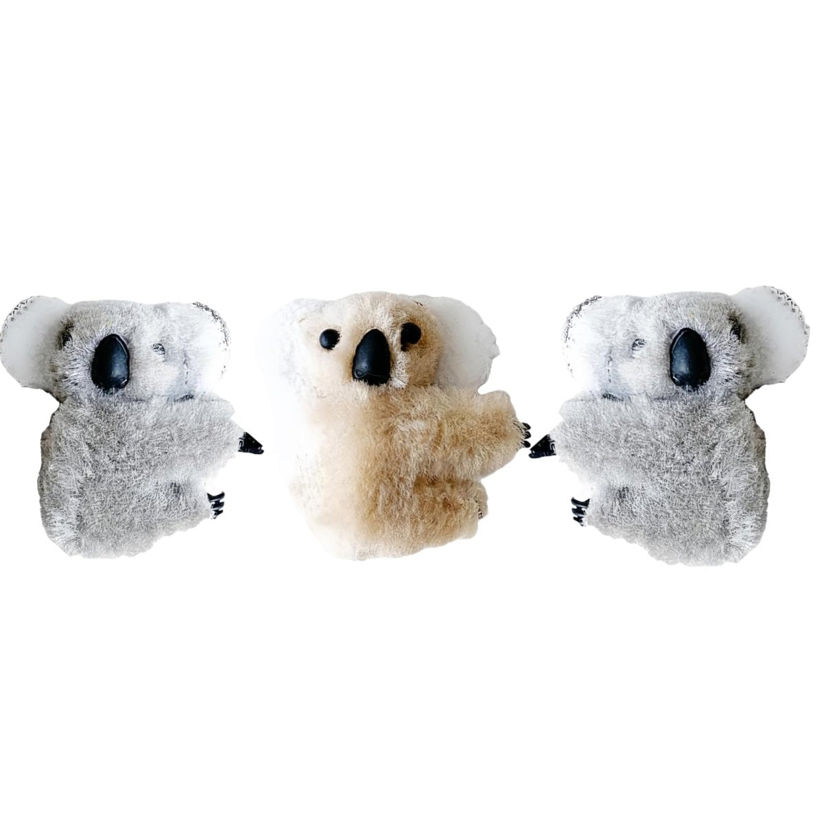 3 Pcs Plush Gray and Khaki Koala Hair Claw Clip Set - Cute Cartoon Koala Stuffed Animal Clips for Women - görsel 1