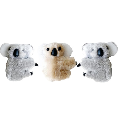 3 Pcs Plush Gray and Khaki Koala Hair Claw Clip Set - Cute Cartoon Koala Stuffed Animal Clips for Women