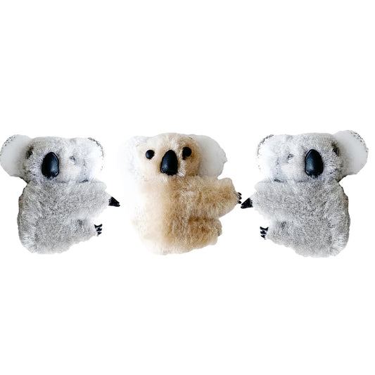 3 Pcs Plush Gray and Khaki Koala Hair Claw Clip Set - Cute Cartoon Koala Stuffed Animal Clips for Women