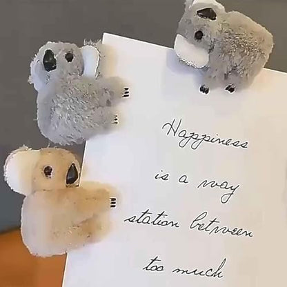 3 Pcs Plush Gray and Khaki Koala Hair Claw Clip Set - Cute Cartoon Koala Stuffed Animal Clips for Women