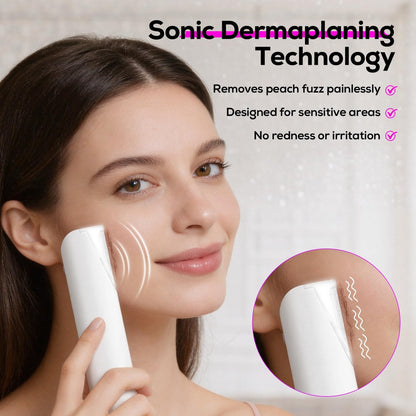 PEDOOD Sonic Dermaplane Razor for Women – Facial Hair Remover with LED Light, 3 Speeds, Mini Electric Dermaplaning Tool for Sensitive Skin, Peach Fuzz Removal, 9 Safety Blades & Exfoliating Head Avelisse