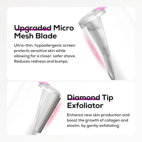 PEDOOD Sonic Dermaplane Razor for Women – Facial Hair Remover with LED Light, 3 Speeds, Mini Electric Dermaplaning Tool for Sensitive Skin, Peach Fuzz Removal, 9 Safety Blades & Exfoliating Head Avelisse