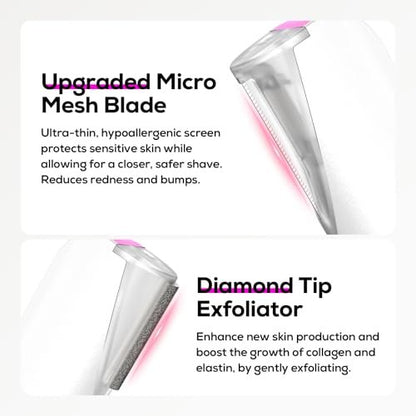 PEDOOD Sonic Dermaplane Razor for Women – Facial Hair Remover with LED Light, 3 Speeds, Mini Electric Dermaplaning Tool for Sensitive Skin, Peach Fuzz Removal, 9 Safety Blades & Exfoliating Head Avelisse