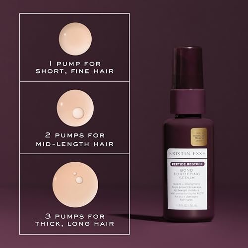 Kristin Ess+ Peptide Restore Fortifying Hair Serum - Moisturizing Bond Repair with Heat Protectant for Frizz & Damaged Hair, Vegan & Sulfate Free, 1.69 fl oz Avelisse