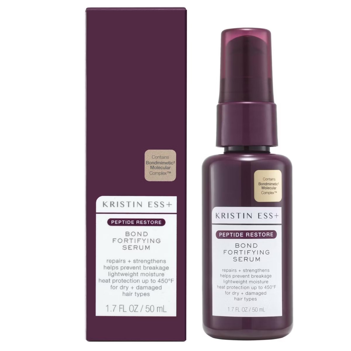 Kristin Ess+ Peptide Restore Fortifying Hair Serum - Moisturizing Bond Repair with Heat Protectant for Frizz & Damaged Hair, Vegan & Sulfate Free, 1.69 fl oz Avelisse