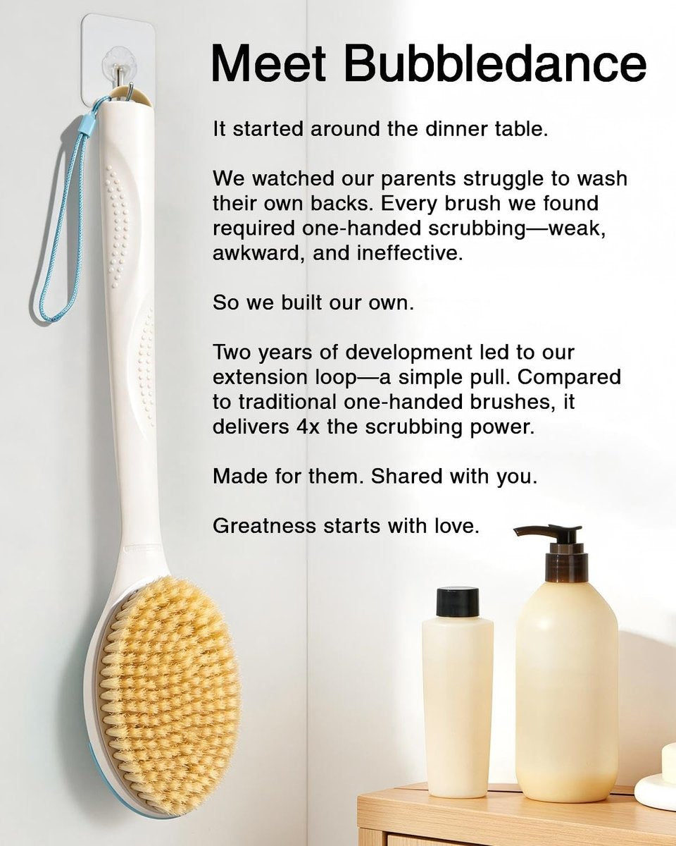BUBBLEDANCE Natural Boar Bristle Back Scrubber – 4X Scrubbing Power, Extendable Long Handle (17.5"-31.9") for Deep Exfoliation & Dry Brushing – 1.3X Wider Head, Anti-Slip Shower Brush for Men & Women Avelisse