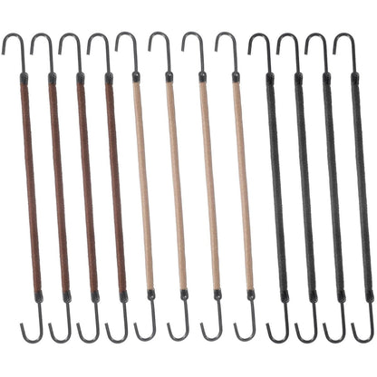 Matwsec 12 Pcs Elastic Hook Hair Ties – Small Ponytail Holders with Hooks for Women, Girls, Curly & Long Hair (Black, Coffee, Apricot)