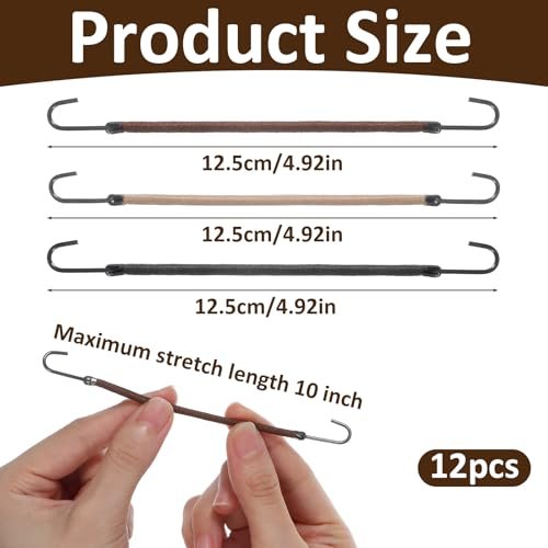 Matwsec 12 Pcs Elastic Hook Hair Ties – Small Ponytail Holders with Hooks for Women, Girls, Curly & Long Hair (Black, Coffee, Apricot) - görsel 4