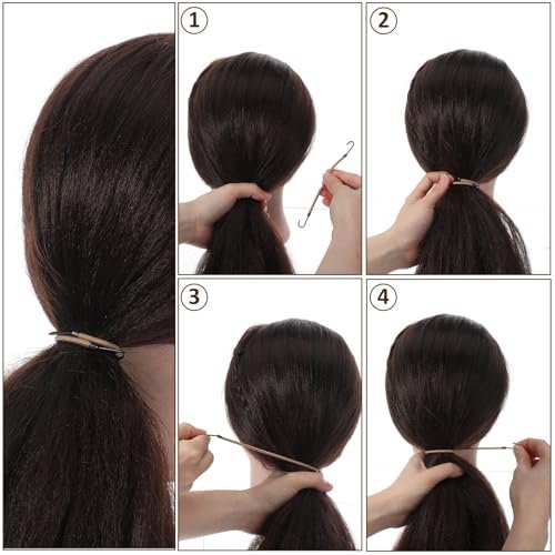 Matwsec 12 Pcs Elastic Hook Hair Ties – Small Ponytail Holders with Hooks for Women, Girls, Curly & Long Hair (Black, Coffee, Apricot) - görsel 8