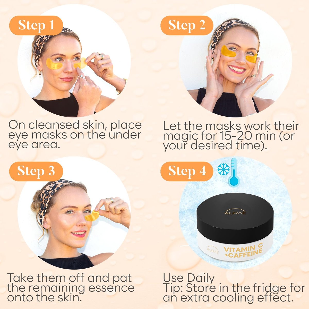 AURAE Vitamin C & Caffeine Under Eye Patches (30 Pairs) – Depuff, Brighten & Hydrate Under Eyes - görsel 11