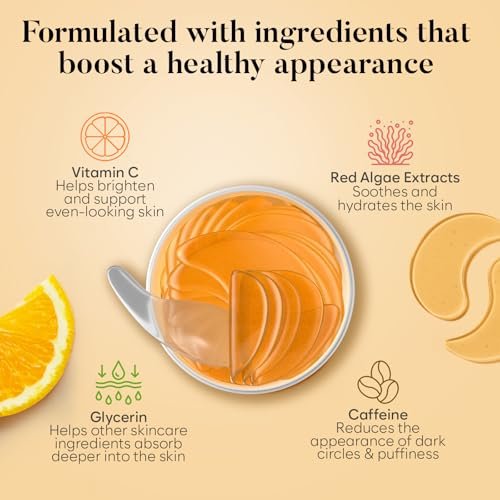 AURAE Vitamin C & Caffeine Under Eye Patches (30 Pairs) – Depuff, Brighten & Hydrate Under Eyes - görsel 4