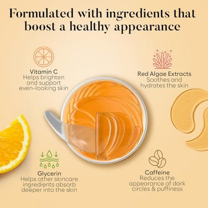 AURAE Vitamin C & Caffeine Under Eye Patches (30 Pairs) – Depuff, Brighten & Hydrate Under Eyes