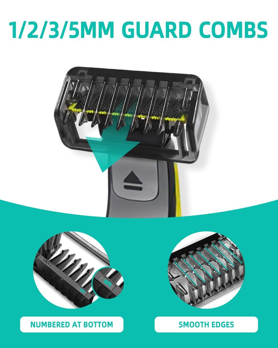 LSAUVWN Guard Combs Kit with Case for Philips Norelco OneBlade - 1/2/3/5mm Guide Combs, 0/3mm Body Comb and Protective Cap - görsel 10